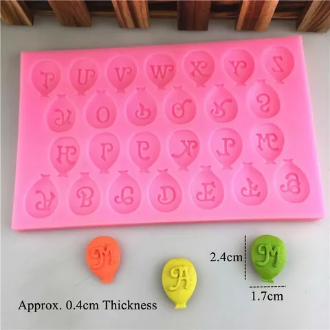 26 Uppercase English Letters Balloon Shape Silicone Mold Pink Alphabet Fondant Cake Chocolate Baking Decoration DIY Manual