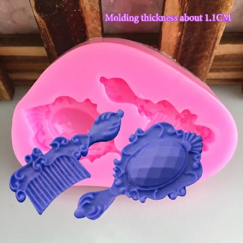 DIY Handspiegel Und Kamm Form Silikonform Für Fondant Tortendeko Handgefertigte Seife Harz Ton Basteln Backwerkzeug