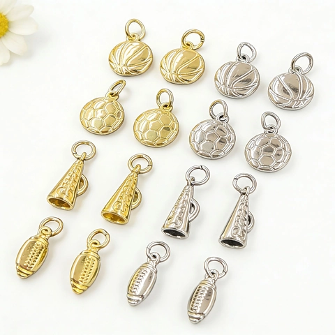 Sports Theme Copper Pendants DIY Soccer Basketball Rugby Megaphone Charms For Jewelry Making Bracelet Necklace Accessories