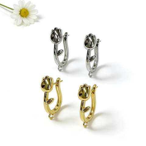 Messing Tulpe Blume Ohrhaken Für DIY Schmuckherstellung Galvanisierte Kupfer Ohrring Anhänger Erkenntnisse Damen Zubehör