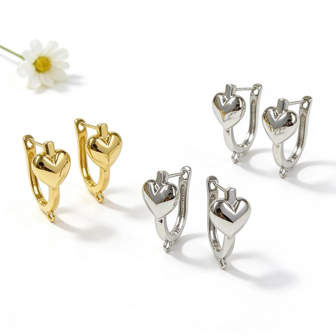 Messing Hart Oorbel Sluitingen U-Vormige Creolen Voor DIY Sieraden Maken Goud Zilver Verguld Gladde Afwerking Accessoires