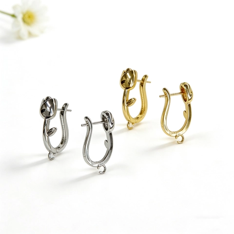 Messing Tulpe Blume Ohrhaken Für DIY Schmuckherstellung Galvanisierte Kupfer Ohrring Anhänger Erkenntnisse Damen Zubehör