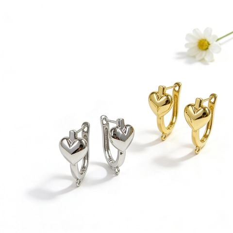 Messing Hart Oorbel Sluitingen U-Vormige Creolen Voor DIY Sieraden Maken Goud Zilver Verguld Gladde Afwerking Accessoires