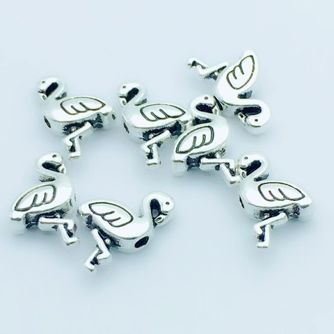 Vintage Alloy Flamingo Connector Charms For DIY Bracelet Necklace Making Antique Silver Animal Jewelry Making Components