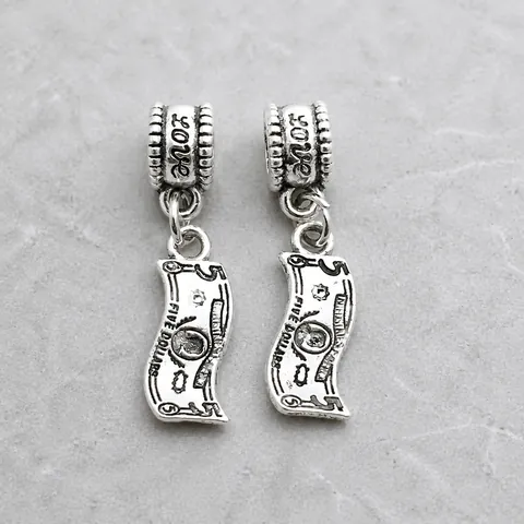 Vintage Alloy Dollar Bill Charm LOVE Letter Pendant Antique Silver DIY Jewelry Accessories For Bracelet Necklace Making
