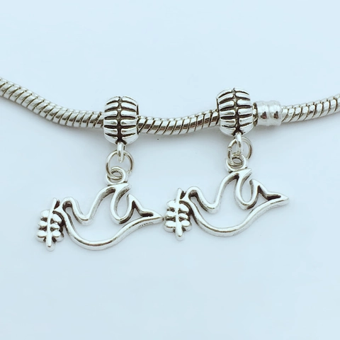 Retro Alloy Peace Dove Pendant Olive Branch Bird Charm Antique Silver DIY Jewelry Accessories Finding For Bracelet Women