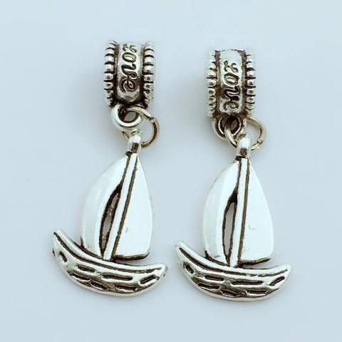 Vintage Antiek Zilveren Legering Zeilboot Hanger Met Love Inscriptie Voor DIY Ketting Armband Sieraden Maken Accessoire
