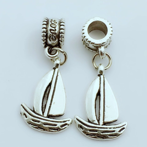 Vintage Antiek Zilveren Legering Zeilboot Hanger Met Love Inscriptie Voor DIY Ketting Armband Sieraden Maken Accessoire