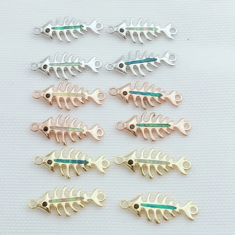 Adjustable Fishbone Artificial Opal Connector For DIY Jewelry Making Copper Gold Rose Gold Plated Fish Bone Charm Bracelet For Women