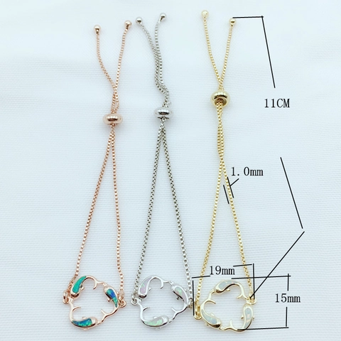 Adjustable Dolphin Bracelet Copper Base With Synthetic Opal Inlay Box Chain Slider Clasp Marine Style Jewelry For Women Gift