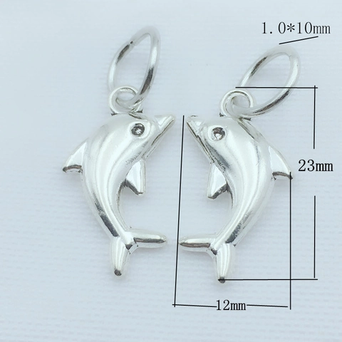 Vintage Alloy Silver Dolphin Pendant Only Without Chain Rhinestone Eye Metal Animal Charm For DIY Jewelry Making Accessories