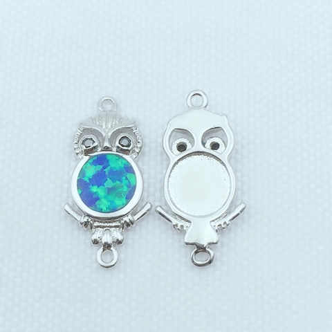 Gold Plated Copper Owl Synthetic Opal Inlaid Double Hole DIY Jewelry Connector Accessory Adjustable Box Chain Bracelet Women Jewelry