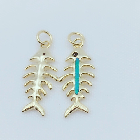 Creative Real Gold Plated Copper Fishbone Opal Pendant Necklace For Women Ocean Style Fish Bone Jewelry Accessories