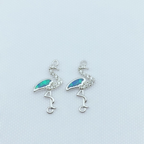 Connecteur de Bijoux DIY en Cuivre Plaqué Or Flamant Rose Cygne Opale Bracelet Réglable pour Femmes Fournitures Élégantes