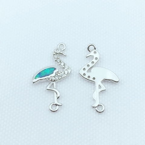 Connecteur de Bijoux DIY en Cuivre Plaqué Or Flamant Rose Cygne Opale Bracelet Réglable pour Femmes Fournitures Élégantes