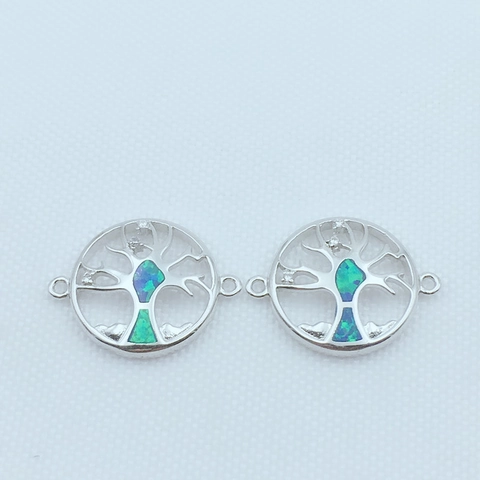 Lebensbaum Schmuckverbinder Und Verstellbares Schiebearmband Kupfer Synthetischer Opal Strass Hohles DIY Zubehör