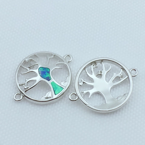 Lebensbaum Schmuckverbinder Und Verstellbares Schiebearmband Kupfer Synthetischer Opal Strass Hohles DIY Zubehör