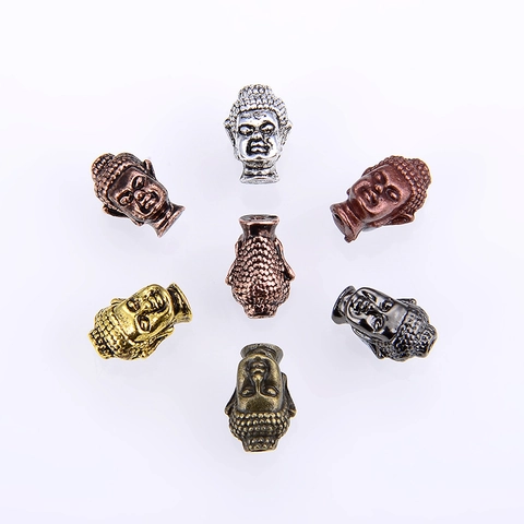 Vintage Zinc Alloy Buddha Head Beads Metal Spacer Beads For DIY Bracelet Necklace Making Antique Silver Gold Bronze Colors Findings