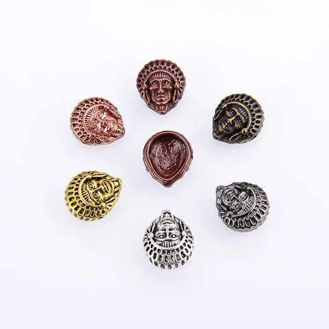 Vintage Zinc Alloy Native American Head Beads For DIY Jewelry Making Retro Indian Chief Skull Style Spacer Beads Pendant Charms