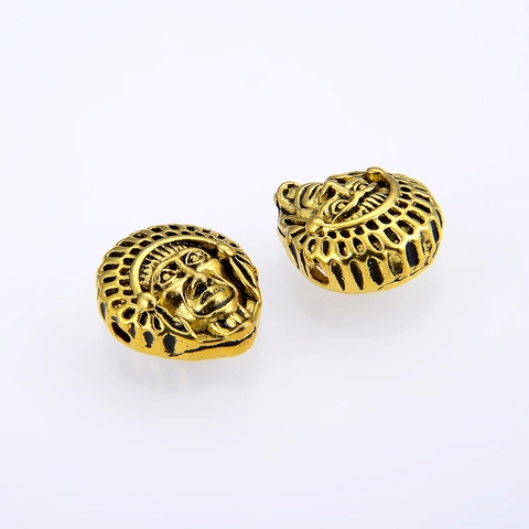 Vintage Zinc Alloy Native American Head Beads For DIY Jewelry Making Retro Indian Chief Skull Style Spacer Beads Pendant Charms