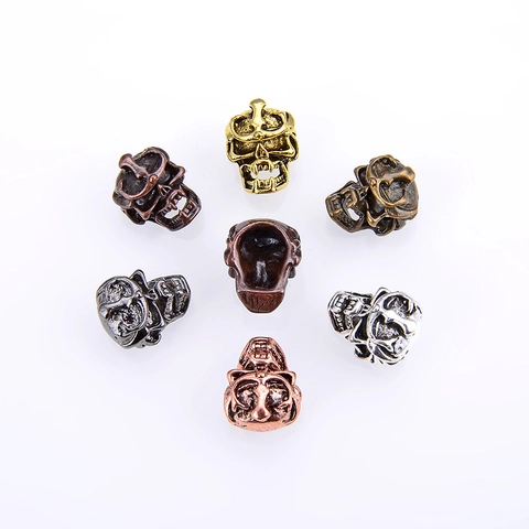 Retro Punk Zinc Alloy Skull Beads For DIY Jewelry Making Handcraft Bracelet Necklace Electroplated Metal Spacer Beads