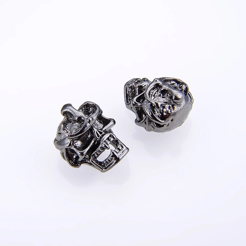 Retro Punk Zinc Alloy Skull Beads For DIY Jewelry Making Handcraft Bracelet Necklace Electroplated Metal Spacer Beads