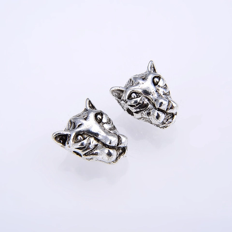 Vintage Zinc Alloy Tiger Head Beads For Jewelry Making DIY Bracelet Necklace Crafts Antique Metallic Animal Charms Accessories