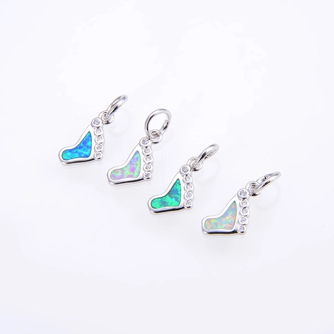 Copper Baby Footprint Opal Pendant With Zircon For DIY Necklace Bracelet Making Mothers Day Gift Jewelry Accessories