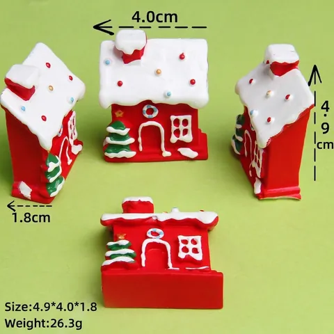 Christmas Miniature Red House Resin DIY Fridge Magnet With Snow Roof For Holiday Decor Phone Case Accessories Handmade Gift