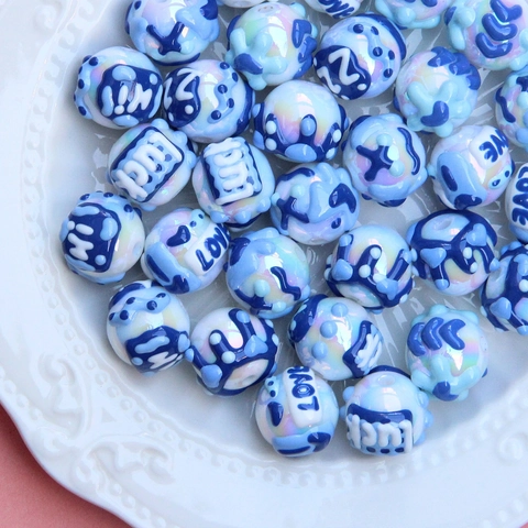 Colorful Acrylic Hand-painted Beads Mixed Fruit Heart Animal Pattern 3D Cream Style DIY Bracelet Necklace Making Jewelry Findings