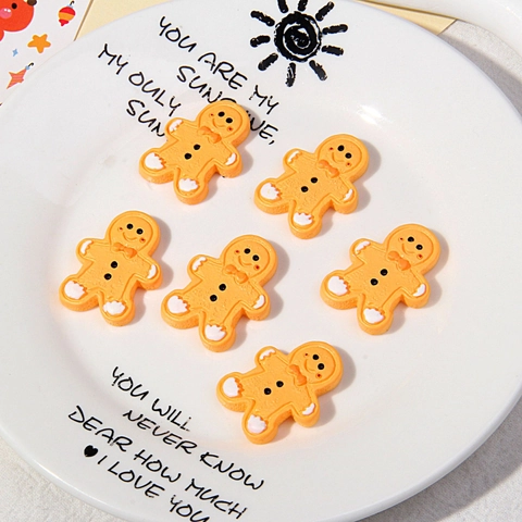 Resin Christmas Gingerbread Man Flatback Charms For DIY Crafts Hair Clips Phone Case Decoration Holiday Jewelry Accessories