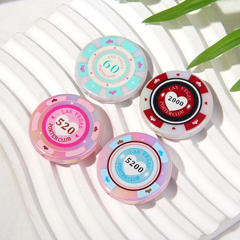 Casino Poker Chip Acrylic Beads Las Vegas Theme Heart Crown Pattern Simulation Beads For DIY Jewelry Making Phone Chain