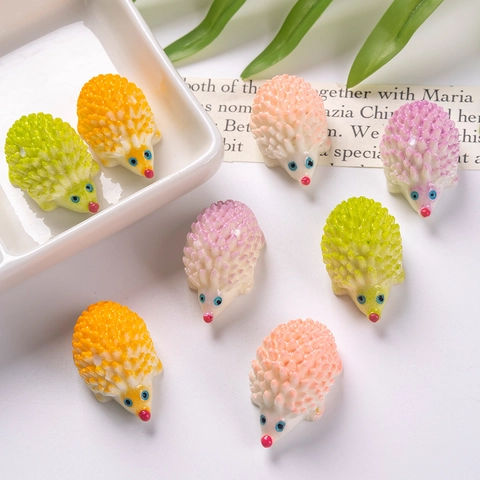 Figura Miniatura de Erizo de Resina Para Decoración de Jardín Micro Paisaje Accesorio de Bricolaje Llavero