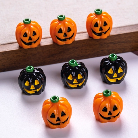Halloween Jack-O-Lantern Resin Beads 3D Pumpkin Miniature Charms For DIY Jewelry Making Festive Craft Party Decoration