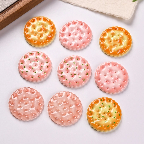 Simulation Resin Biscuit Miniature Food Play DIY Accessories For Fridge Magnets Hairpins Dollhouse Decoration Cute Crafting Supplies