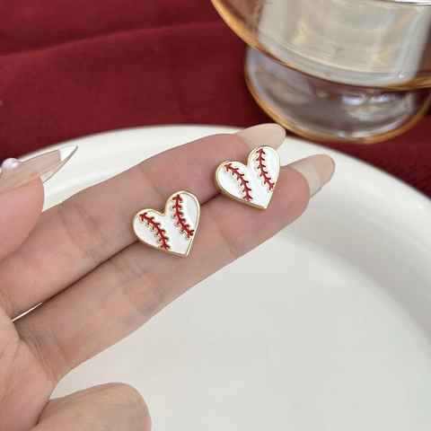 Baseball Theme Bow Heart Rhinestone Tassel Drop Earrings For Women Sporty Fashion Jewelry With 925 Sterling Silver Earring Post