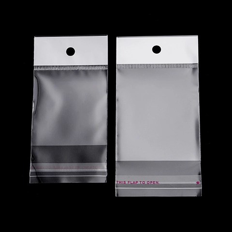 Transparente OPP Kunststoff Selbstklebend Schmuck Verpackung Beutel Mit Aufhängeloch Klar Wiederverschließbare Polybeutel Für Ohrringe