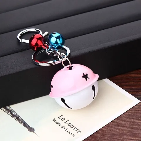 Lindo Llavero de Campana de Metal Lacado Con Estrella Hueca Llavero Decorativo de Campana Doble Color para Bolso Coche Mujer Regalo