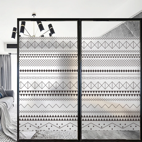 Matte Statisch Haftende Fensterfolie Marokko Geometrisch Privatsphäre Schutz Aufkleber Für Badezimmer Küche Deko