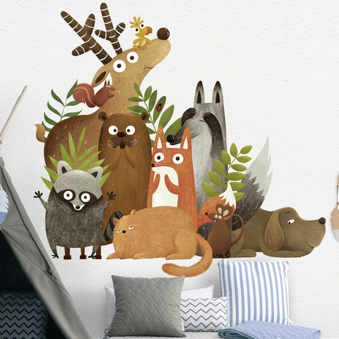 Adesivi Murali Animali della Foresta Cartoni Animati PVC Impermeabile Carta da Parati Autoadesiva Murale Decorazione