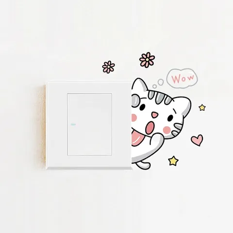 Pegatinas de Interruptor de Animales de Dibujos Animados Creativos Calcomanías de Pared de PVC Extraíbles para Niños