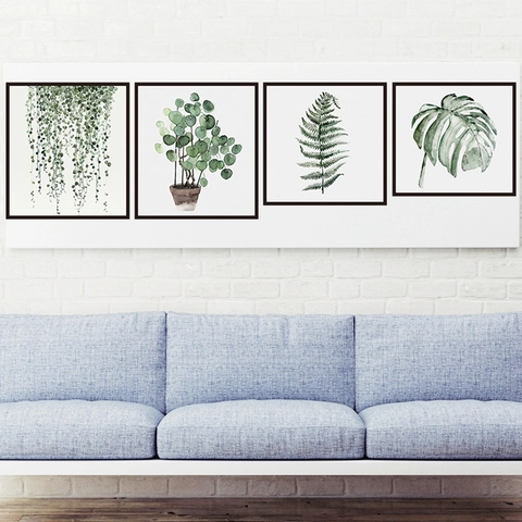 Nordisch Monstera Blatt Topfpflanze Wandtattoos Wasserdicht PVC Botanisch Aquarell Wandaufkleber Für Wohnzimmer Schlafzimmer Home Dekor