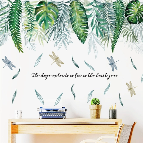 Tropische Groene Blad Muursticker PVC Verwijderbare Monstera Palm Varen Bladeren Aquarel Botanische Muursticker Decor