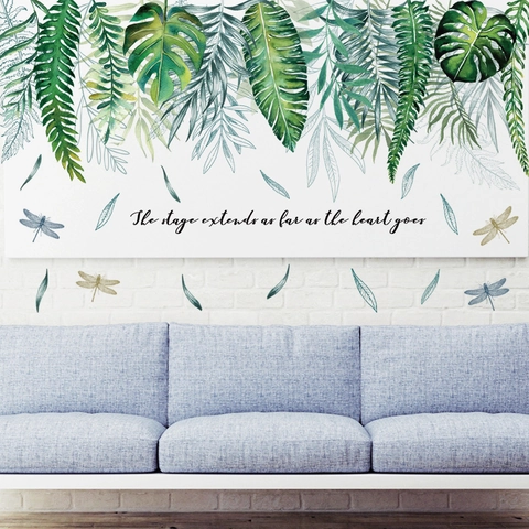 Tropische Groene Blad Muursticker PVC Verwijderbare Monstera Palm Varen Bladeren Aquarel Botanische Muursticker Decor
