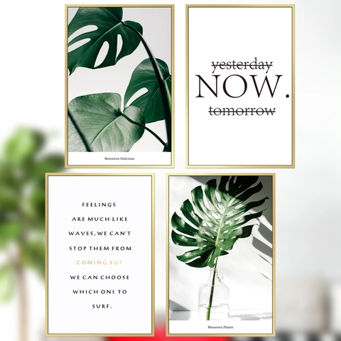 Nordische Monstera Blatt Wandtattoo Inspirierende Zitate PVC Selbstklebend Minimalistische Botanische Dekor Für Wohnzimmer