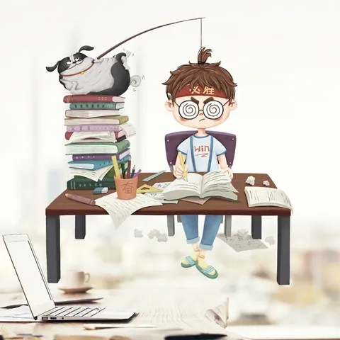 Cartoon Motivierende Student Wandaufkleber PVC Wasserdicht Abnehmbar Aufkleber Für Arbeitszimmer Klassenzimmer Schlafzimmer Dekor