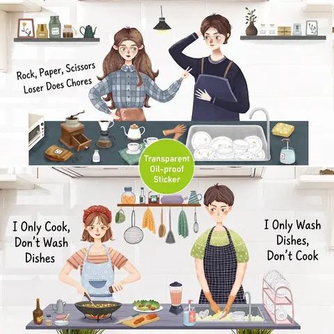 Adhesivo de Pared Resistente al Aceite para Cocina Autoadhesivo Resistente al Calor Papel Tapiz de PVC Transparente Impermeable con Dibujos Animados