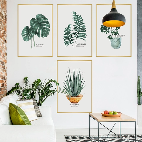 Nordischer Stil Topfpflanzen Blätter Wandaufkleber PVC Wasserdicht Botanisch Selbstklebend Kunst Aufkleber Für Wohnzimmer Schlafzimmer Deko
