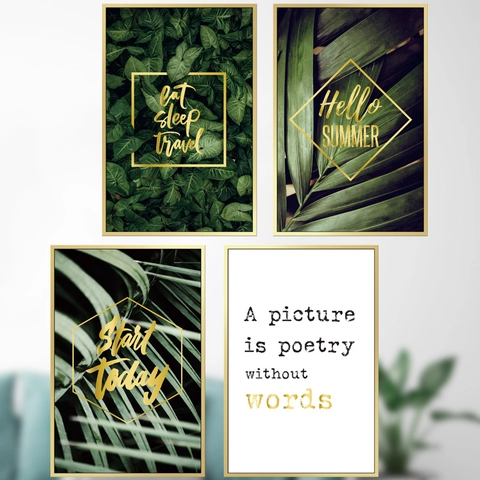 Pegatinas de Pared de PVC Nórdicas Plantas Tropicales Monstera Hoja de Palma Frases Inspiradoras DIY Autoadhesivo Extraíble Decoración