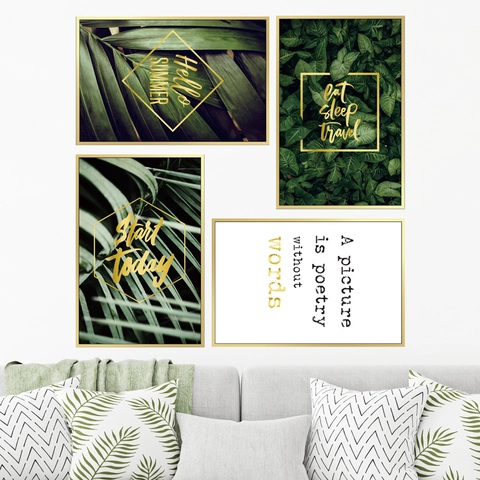Pegatinas de Pared de PVC Nórdicas Plantas Tropicales Monstera Hoja de Palma Frases Inspiradoras DIY Autoadhesivo Extraíble Decoración